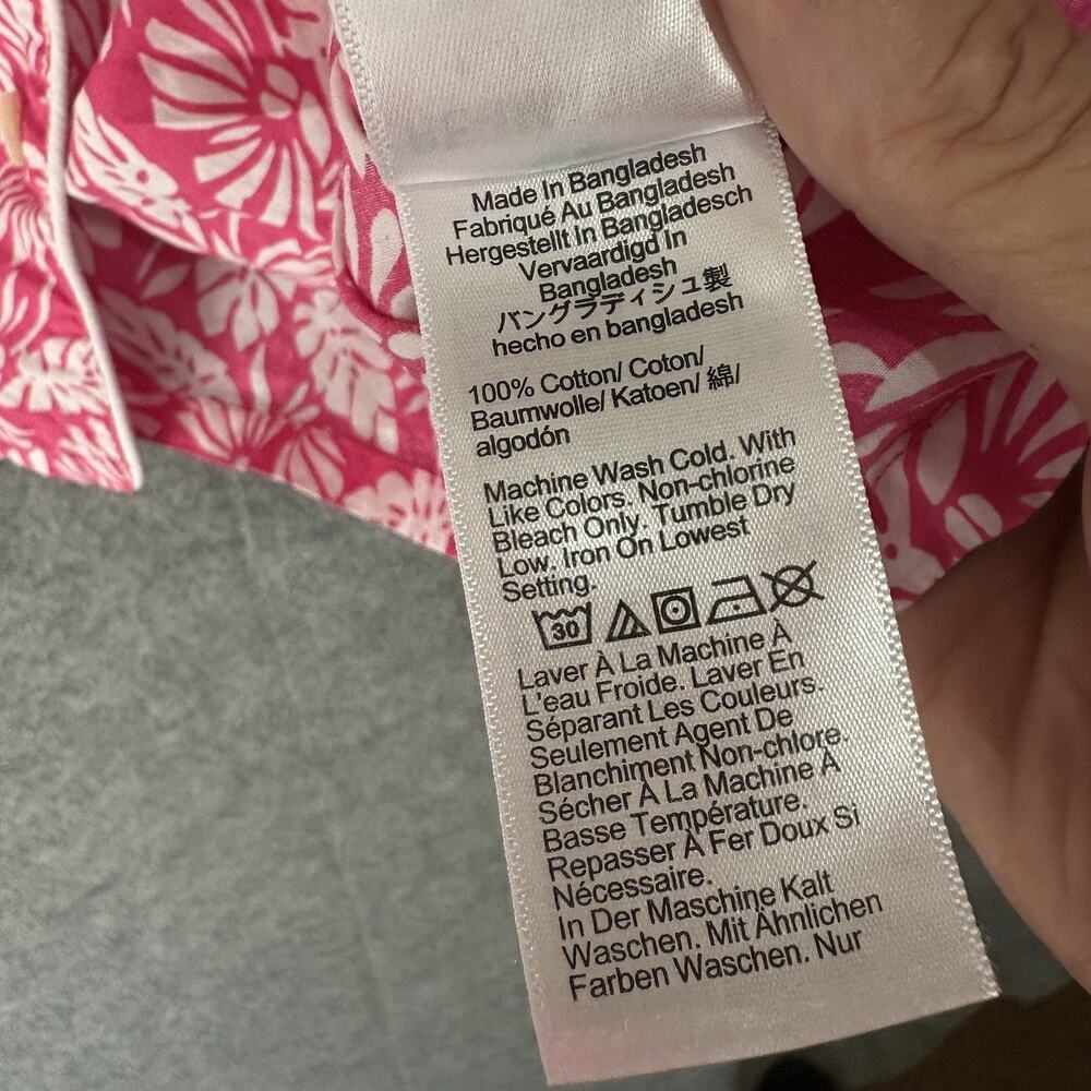 J Crew Pajama Short Set Womens XXL Pink Foliage Pocket Drawstring Lightweight - Picture 5 of 10